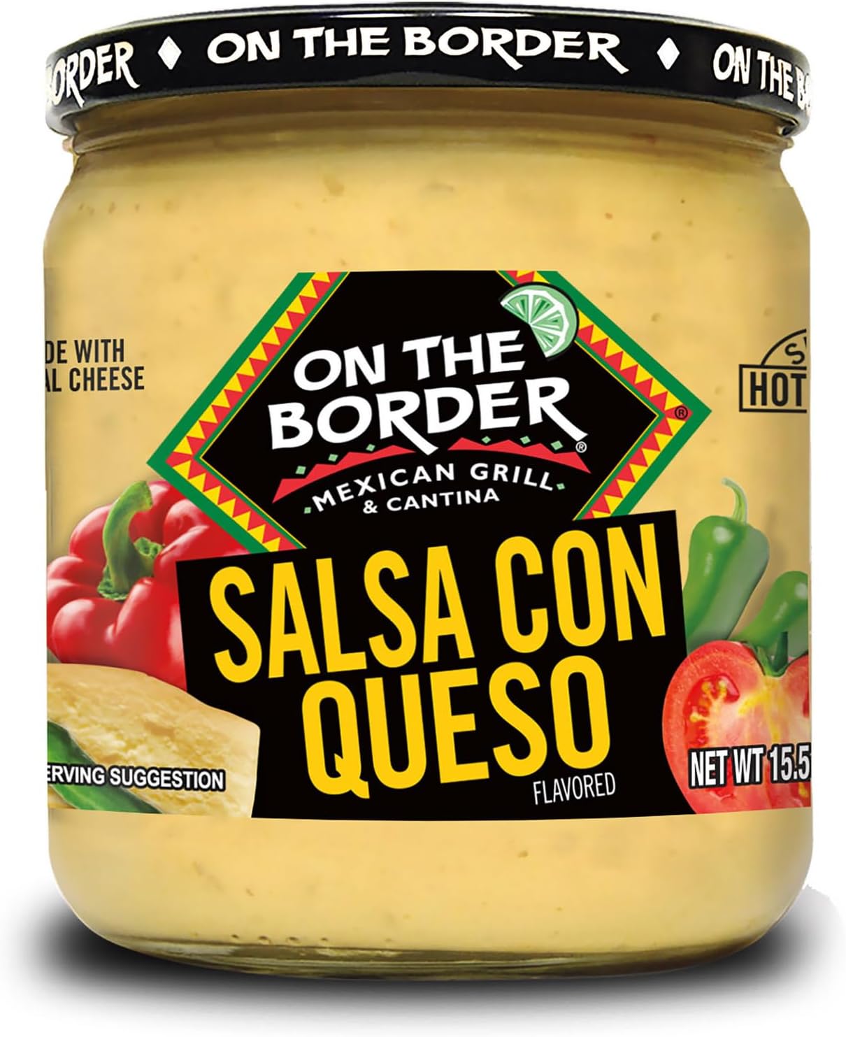 ON THE BORDER Cheese Salsa con Queso, 15.5 ounces (Pack of 4) | 15.5 oz