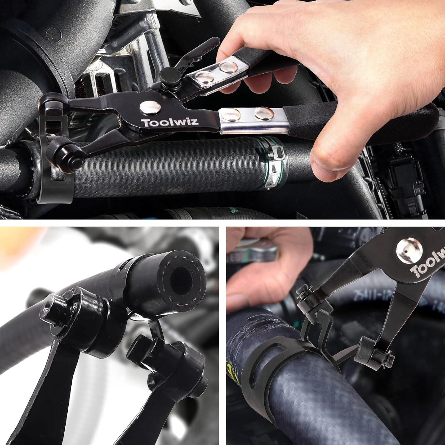 Toolwiz 120 szt. 6-25 mm zaciski do węży sprężynowych z obrotowymi szczypcami zaciskowymi do węża, 15 rozmiarów zacisków do węża, asortyment opasek sprężynowych, przewód paliwowy, wąż próżniowy