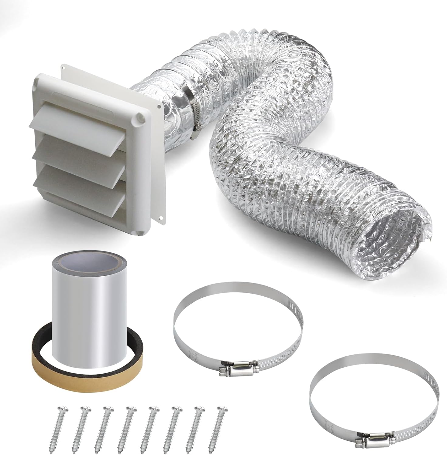 Dryer Vent Kit Through Wall with Hose/Duct Connector/Wall Plate,3 Inch Dryer Vent Hose Connector Ducting Kit for Bathroom Exhaust Fan Ventilation,Ceiling Washer Air Circulation