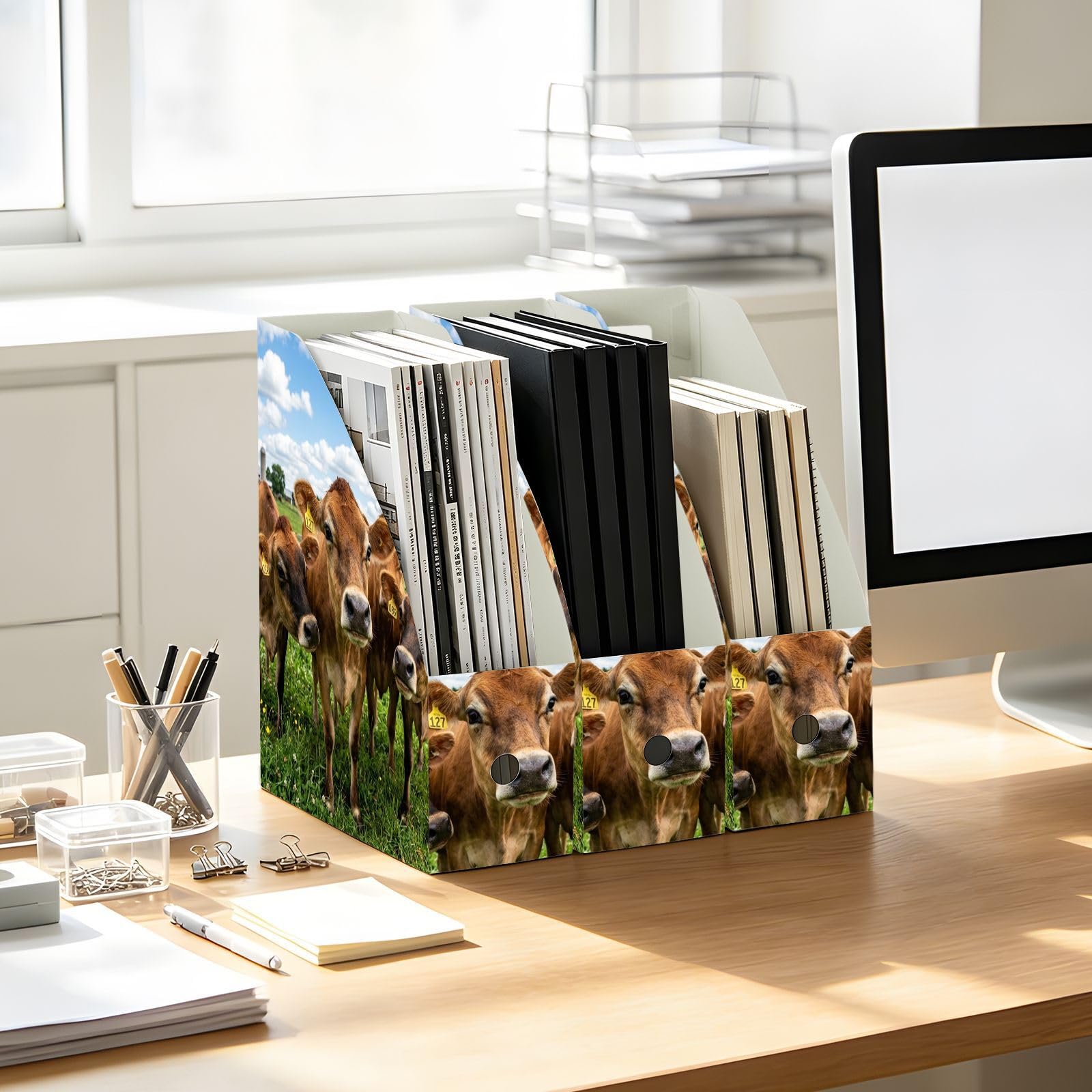 Organiseur de papier de bureau Cool Cow Blue