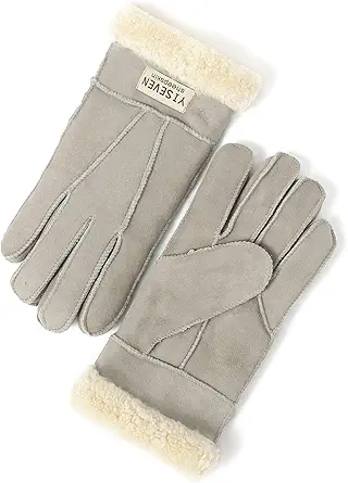 YISEVEN Women's Winter Sheepskin Shearling Leather Gloves Wool Cuffs