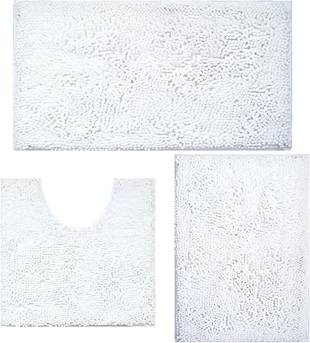 Miniatura 23 de Juegos de alfombras de baño de 3 piezas antideslizantes, alfombras de baño con respaldo de PVC, alfombra de baño lavable, absorbente, alfombrillas