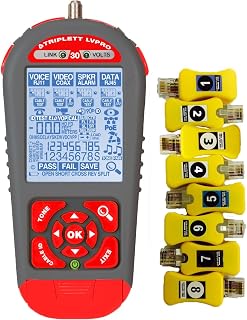 Triplett LVPRO30SR Network Cable Tester/Verifier with 12 Tester Apps and 8 RJ45 Smart Remotes - Coax, CAT5/5e/6/6a/7, Shielded/Unshielded,Black