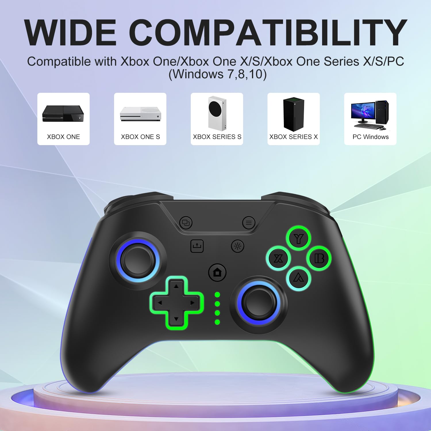 SWCTIM Xbox Controller Wireless für Xbox One, Xbox Series X/S, Xbox One X/S,2.4GHz RGB LED Licht Wireless Controller mit 3.5mm Kopfhörerbuchse,Schwarz