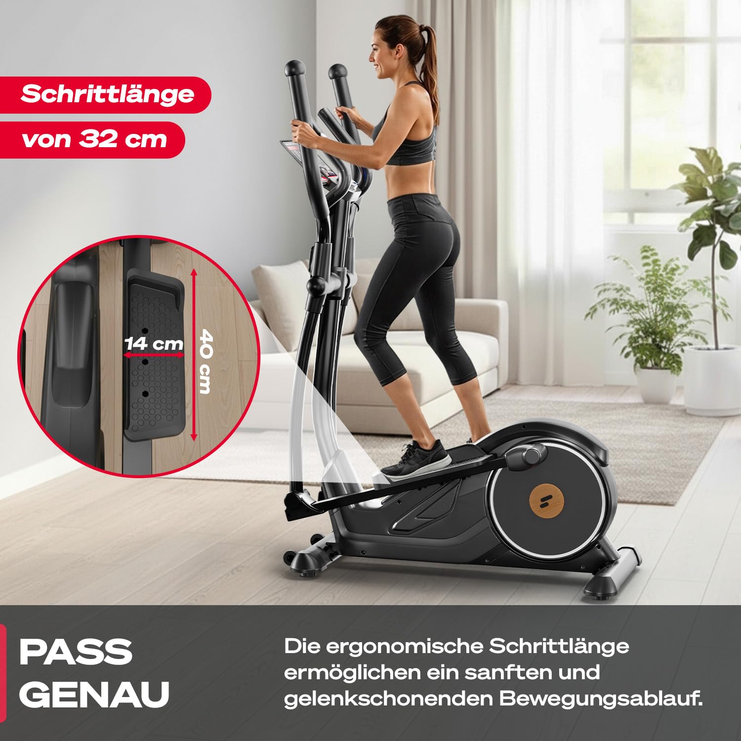 Sportstech CX625 Crosstrainer für Zuhause, Ellipsentrainer mit 32 Widerstandsstufen, 15 kg Schwungrad, leises Magnetbremssystem, LCD Display, Pulssensor, Crosstrainer bis 120 kg