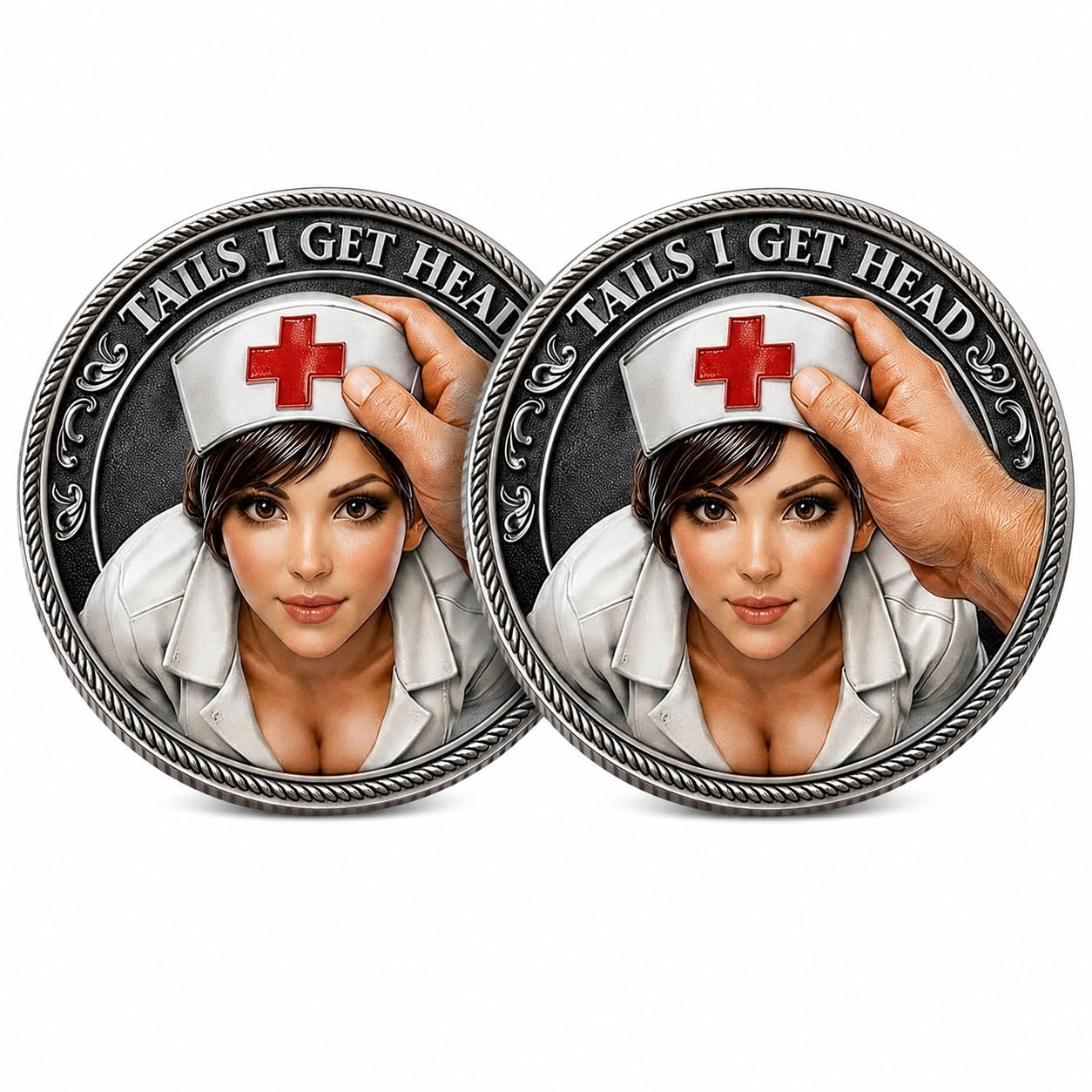 2 Pack Funny Heads or Tails Coin, Adult Humour Novelty Decision Coin, Double-Sided Collectible Token, Funny Couple Gift for Him and Her, Party Game Accessory