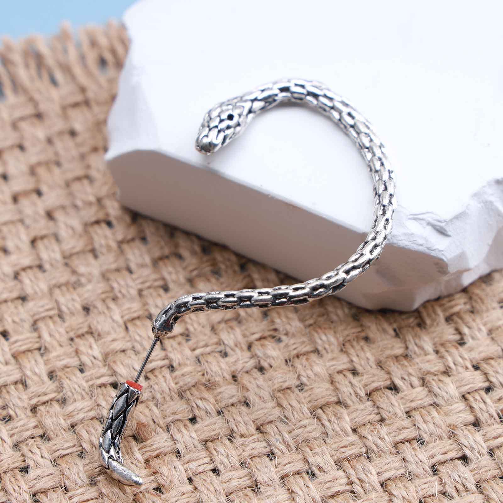 Inateannal Punk Cristallo Serpente Orecchio Bracciale Orecchini Argento Serpente Bracciale Orecchini Strass Serpente Scalatore Orecchini Serpente Senza Piercing Orecchini Gioielli Per Donne E Ragazze