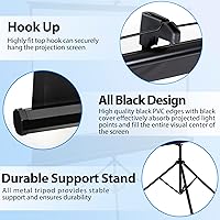 Vista 6 de Smartxchoices 84" Portable 16:9 HD Projector Screen with Stand, Wrinkle-Free Manual Pull Down Tripod Screen with Carry Bag and Tight Straps, Movie