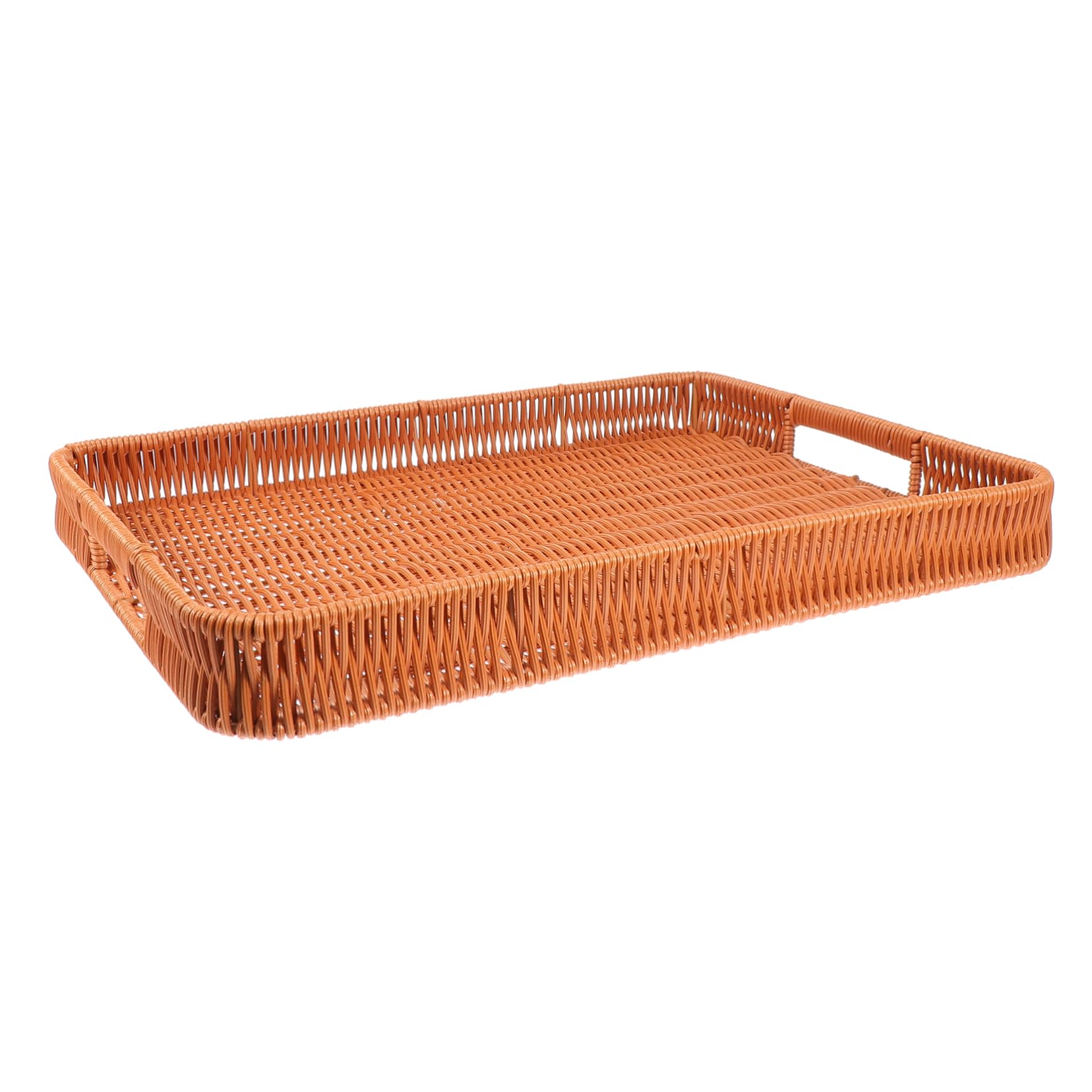 VINTORKY 1pc Storage Basket Storage Coffee Table Seagrass Baskets Food Decor Home Storage Tray Woven Fruit Camping Storage Containers Home Decorative Tray Hand Decor Plastic Brown re-usable