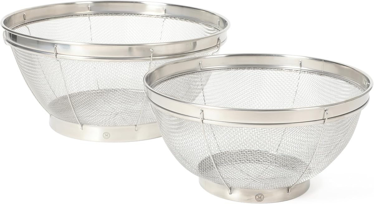 Covello Stainless Steel Mesh Colander Set 2-Pieces, Silve
