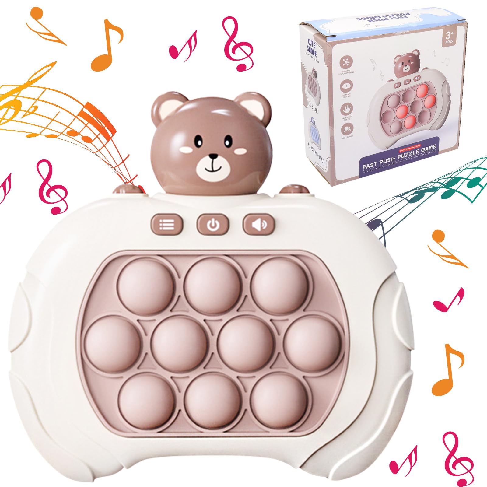 Fivtsme Quick Push Bubbles - Console De Jeu Électronique Pop It - 4 Modes : Casse-tête, Mémoire, Score, Multijoueur - Cadeau Enfant