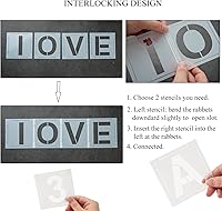 Vista 3 de Eage Plantillas de letras de 1 pulgada para pintar, 62 plantillas de números de letras de plástico reutilizables, kit de plantillas entrelazadas