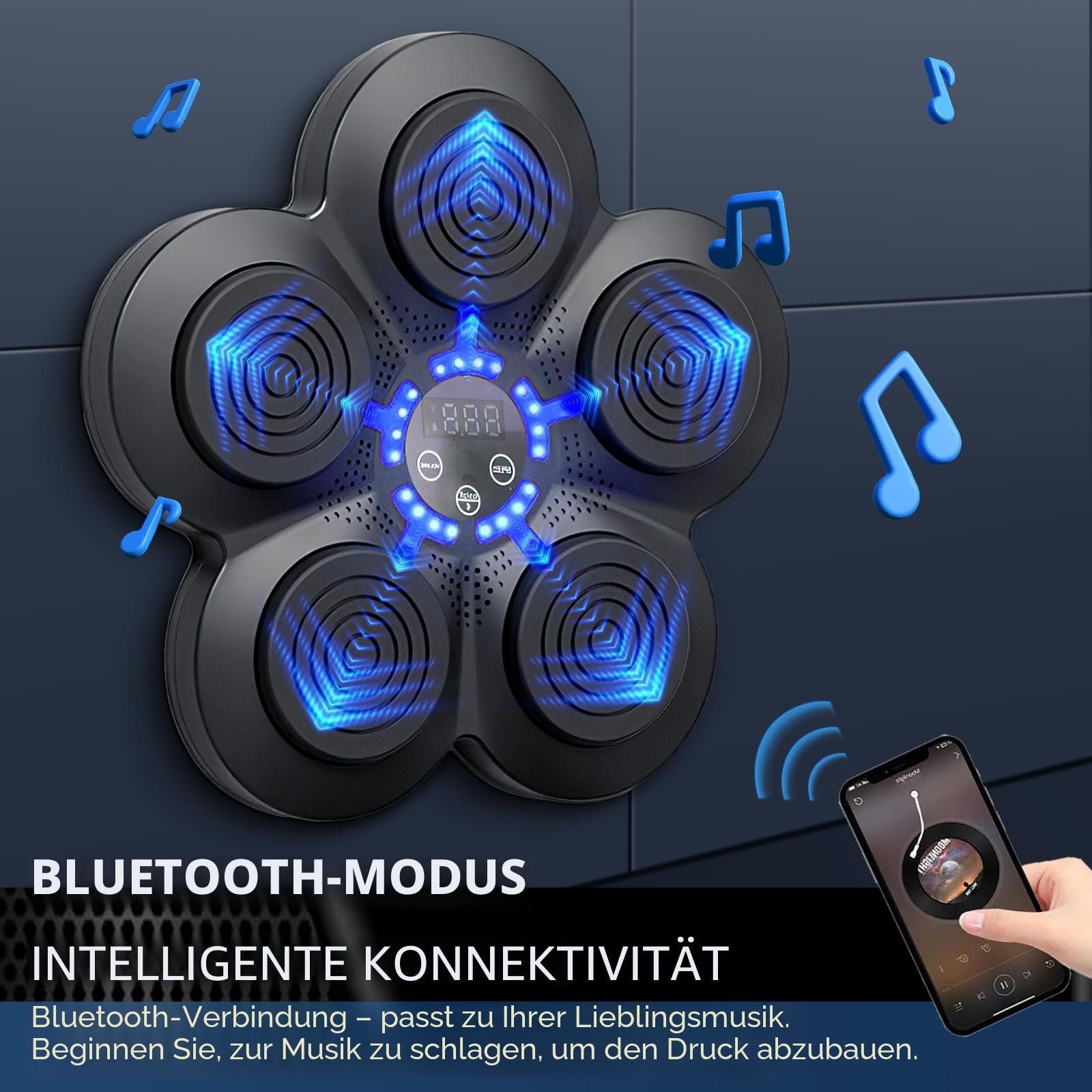 Boxmaschine mit Musik, elektronisches Boxgerät, tragbar, Wandmontage, Bluetooth Music Elektronischer Boxer, Geschenk für Kinder und Erwachsene