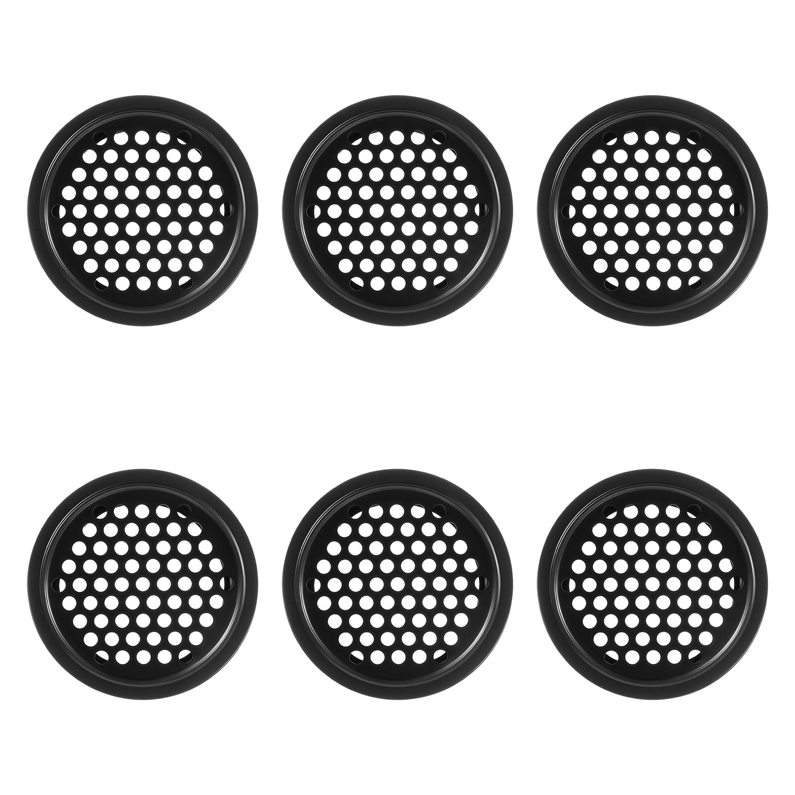 6 Pcs 53mm/ 2inch Air Vents, Round Vent Cover Stainless Steel Black Soffit Louver Vent Mesh Hole Air Vent Louver for Kitchen Bathroom Wardrobe Cabinet