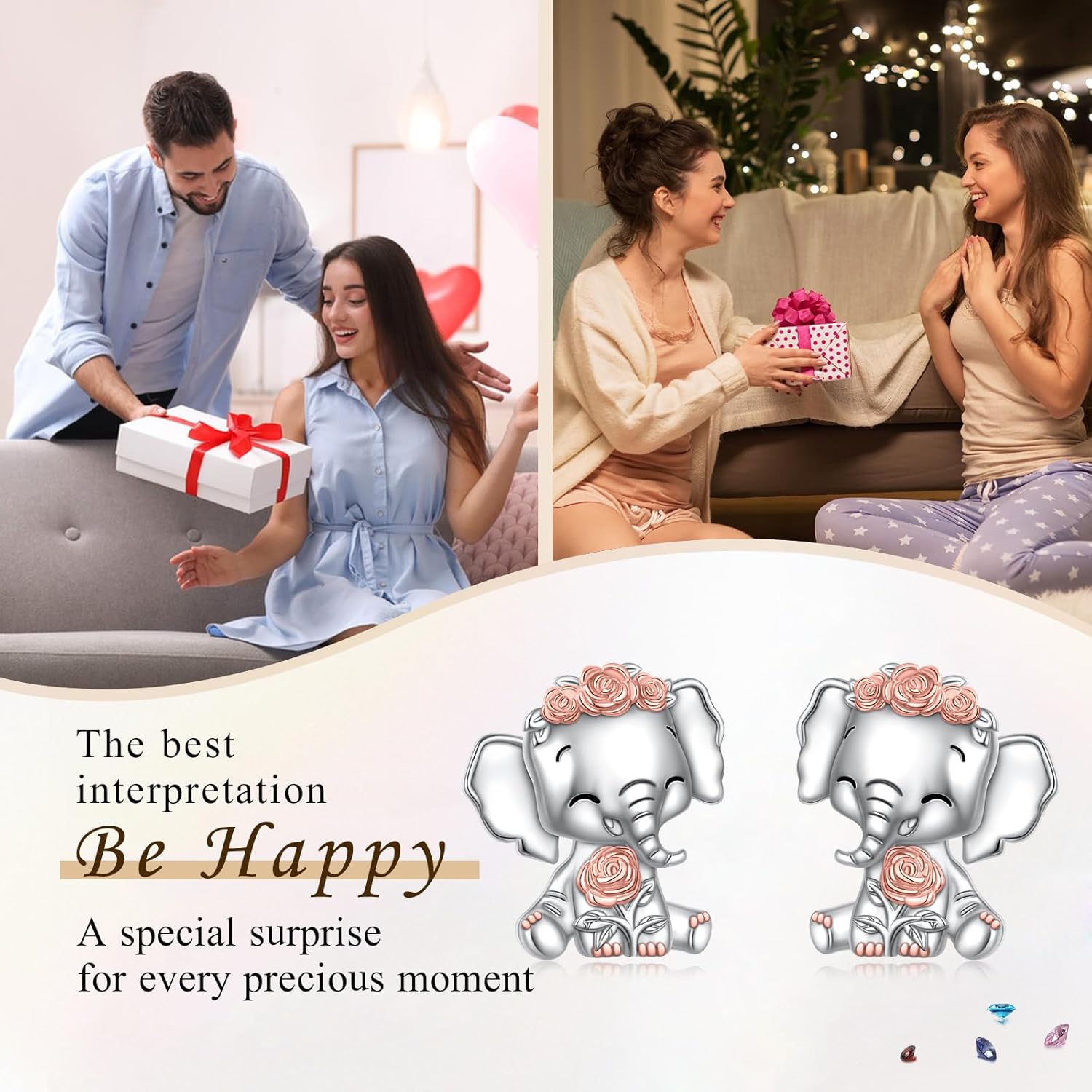 Animal Stud Earrings 925 Sterling Silver Elephant Earrings Cute Animal Jewelry Gift for Women Animal Lovers