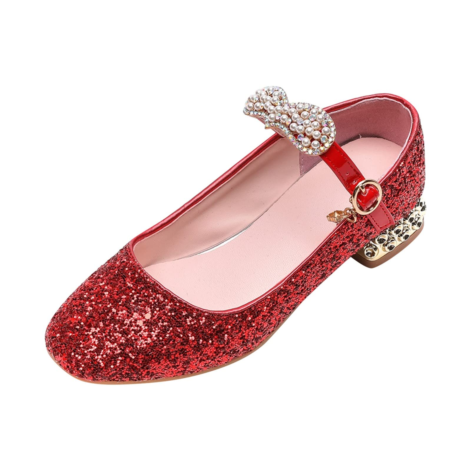 Sandalias de verano para niñas pequeñas/grandes, con lentejuelas, puntera cerrada, tacón bajo, brillantes, para uso diario, escuela, calzado elegante
