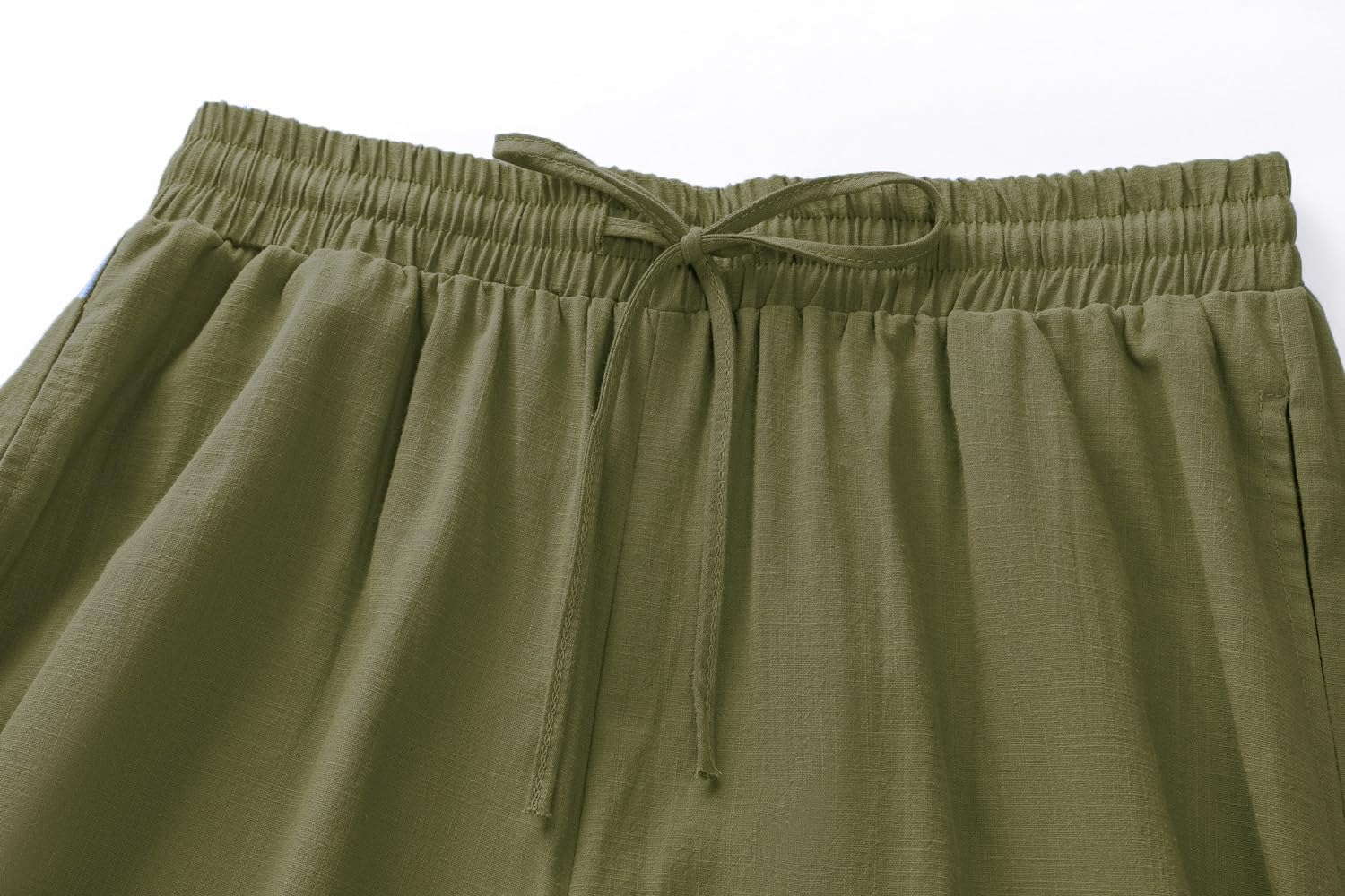 CLANMILUMS Mens Cotton Linen Drawstring Pants Elastic Waist Casual Jogger Yoga Pants - Image 4