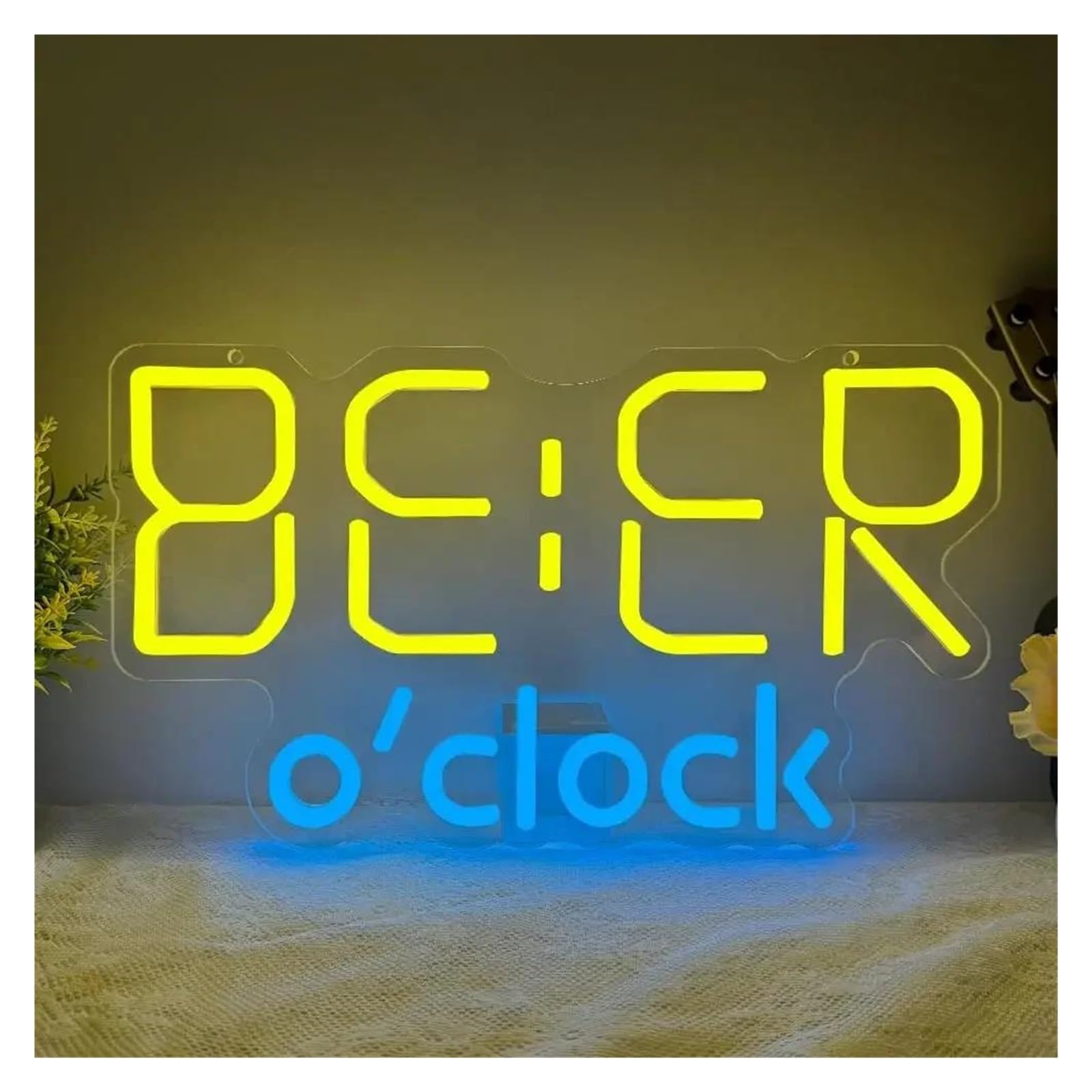 Hanging Art Neon Signs ﻿Beer O'clock Neon Sign USB Dimmable For Livingroom Club Bar Man Cave Party Wall Decor 38x22cm