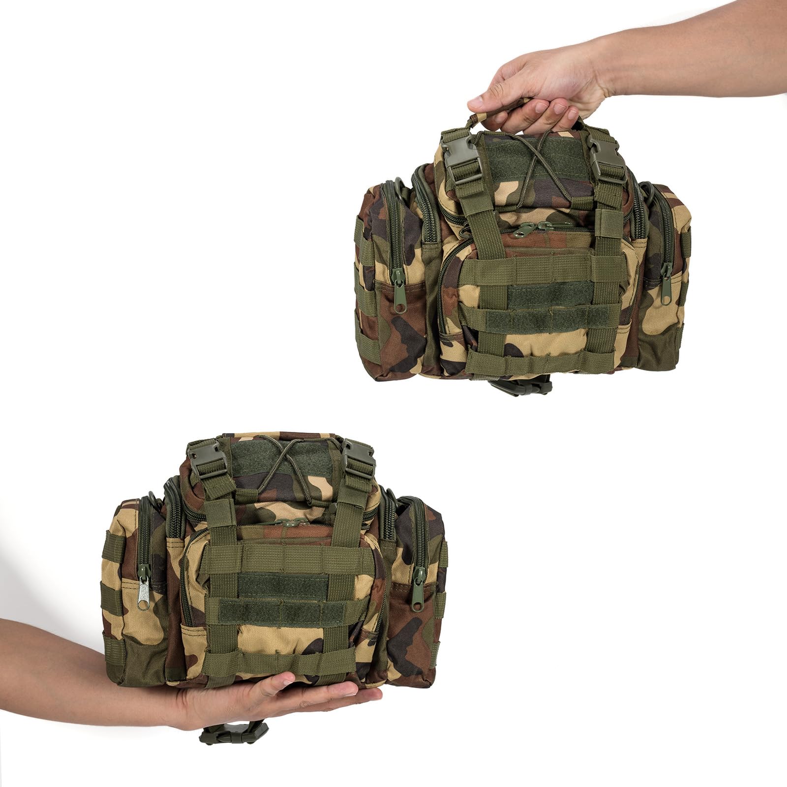 Dr.Fish Bolsa de almacenamiento de aparejos de pesca de gran capacidad, múltiples bolsillos, bolsa de hombro y cintura, resistente al agua, para exteriores, senderismo, caza, camping, viajes,