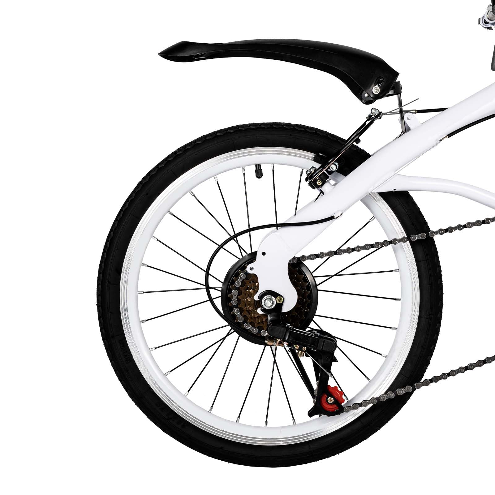 Bicicletta pieghevole da 20 pollici per adulti e ragazzi, sistema pieghevole a 7 marce con velocità variabile (bianco)