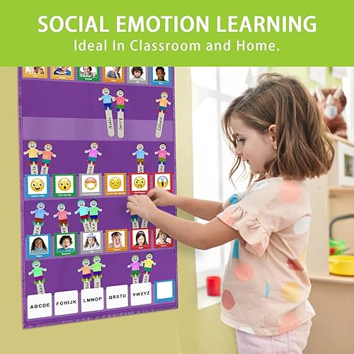 Miniatura 3 de Emotions Feeling - Tabla de bolsillo para expresar tus sentimientos, con 24 tarjetas para profesores de preescolar, decoración de guardería,