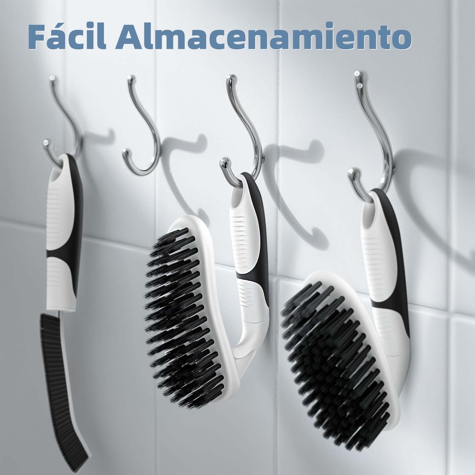 Cleangor Set de 3 Cepillos de Limpieza, Cepillo para Juntas, Duchas, Cocinas, Inodoros, Negro