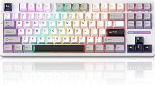 MageGee LIGHT87 Wireless Creamy Keyboard, Gasket Structure Hot Swappable Mechanical Keyboards, 2.4G/USB-C/BT5.0 RGB Backlit Gaming Keyboard for Win/Mac/PC, 8000mAh Battery, PBT Keycaps, Grey