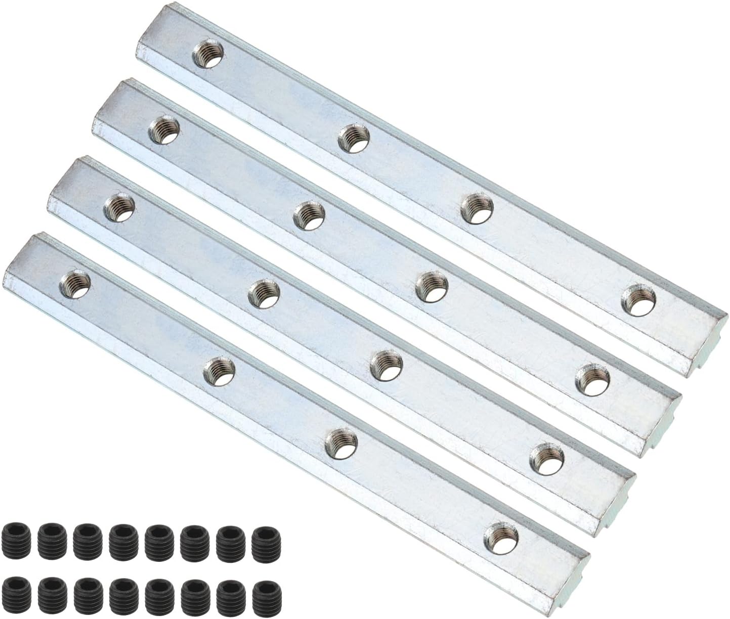 PATIKIL 7.1 Inch Straight Line Connector, 4 Pcs T/V Slot Aluminum Extrusion Connector Corner Bracket with M8 Screws for 45 Series Aluminum Profile (Silver)