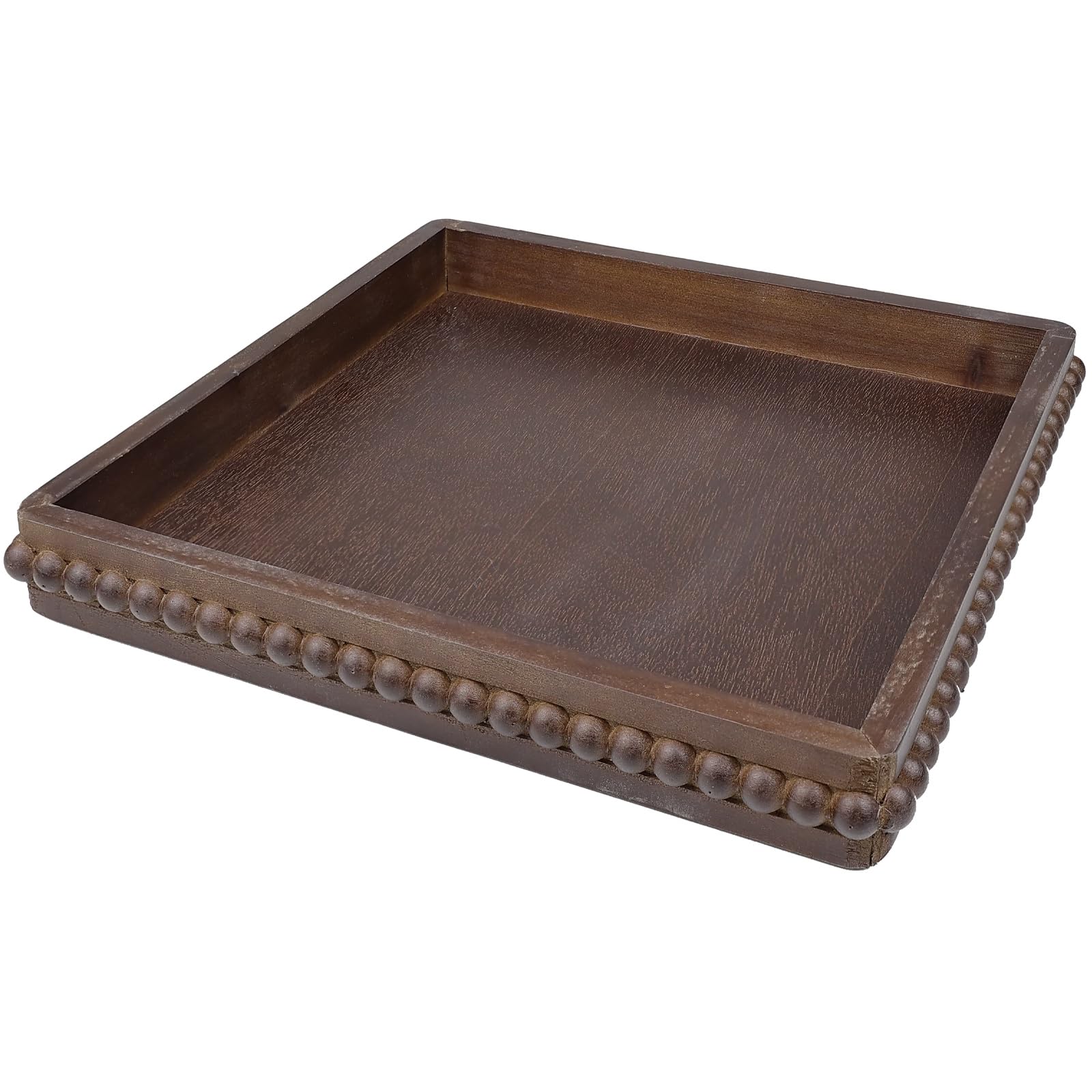 Hrastany Square Wood Decorative Tray, Rustic Coffee Table Serving Tray for Ottoman, Farmhouse Kitchen Counter Organizer, Bedroom, Home Decor(Retro