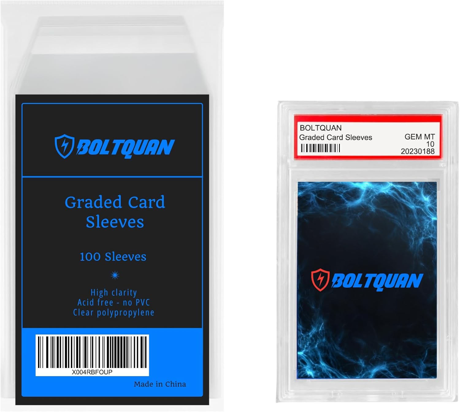 Graded Card Sleeves for PSA Slabs – 100 Pack Clear Protective Sleeves | Fits Standard Graded Cards | Acid-Free, No PVC, Archival Safe