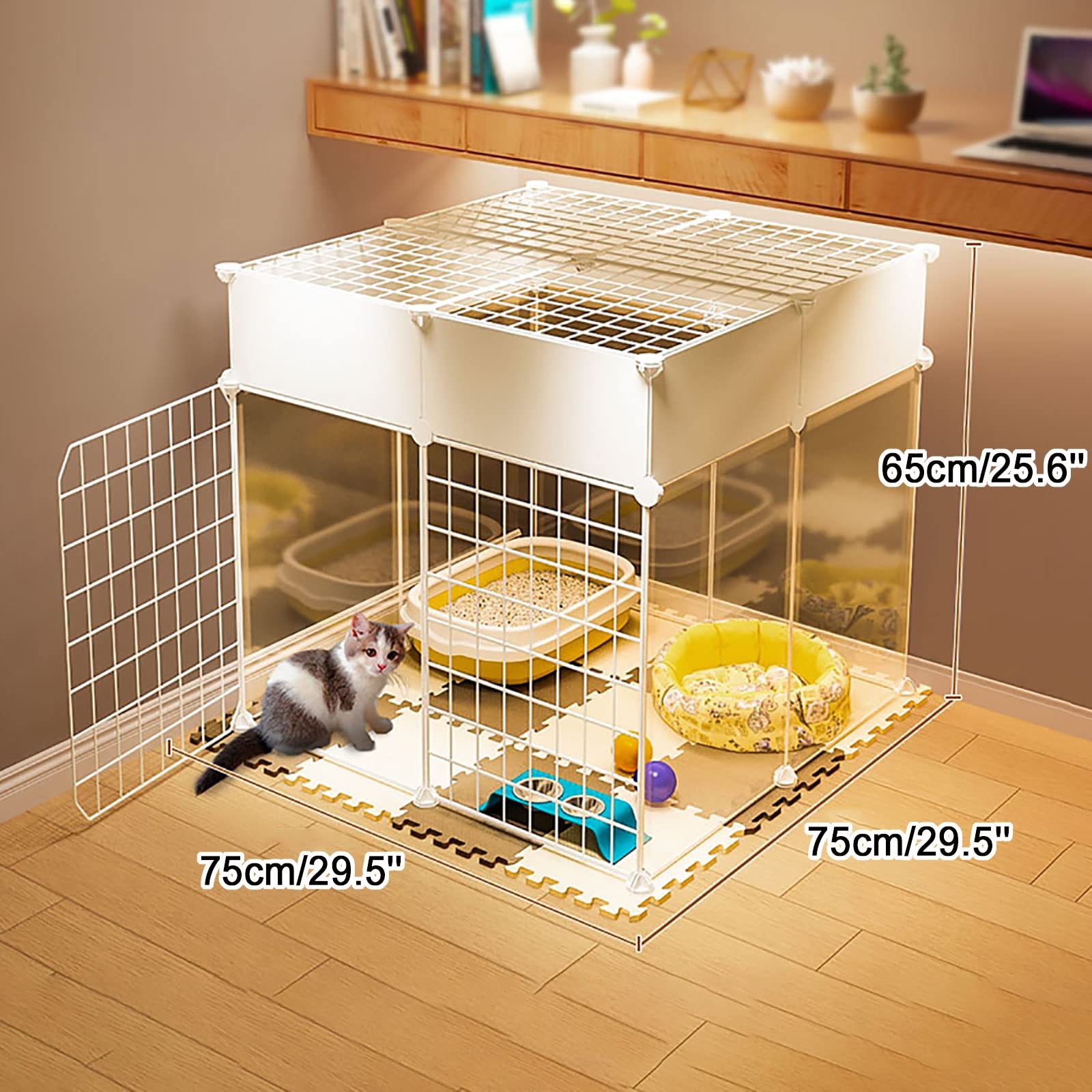 Gabbia per Gatti da Interno - Gabbia per Gatti Gabbia per Gatti Staccabile in Metallo Gabbia per Piccoli Animali Design Fai da Te Box per Gattini Recinti per Gatti all'aperto - per Conigli d