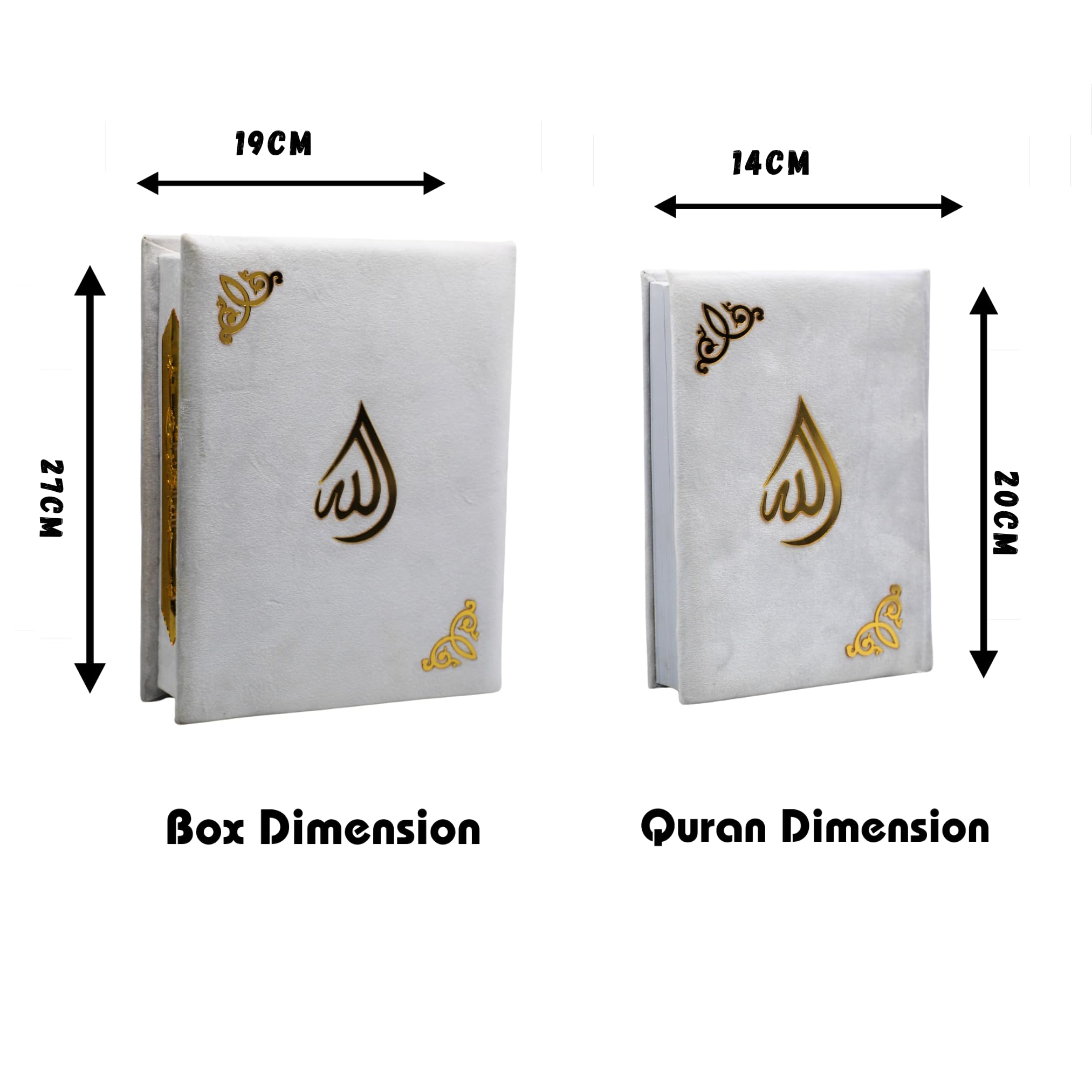 taj Holy Quran VELVET IN A BOX islamic gifts umrah mubarak gifts islamic decor nikkah gifts gifts for muslim women gifts for muslims eid gift set(QURAN 14 * 20cm - Image 3