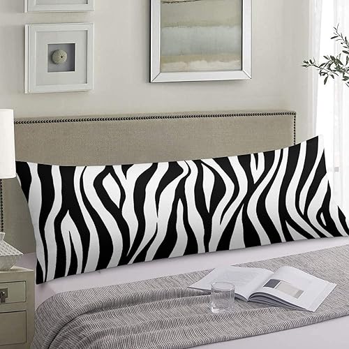 Miniatura 4 de Funda de almohada corporal con estampado de cebra, respaldo largo, funda protectora de almohada con estampado de rayas de cebra para dormitorio, 20