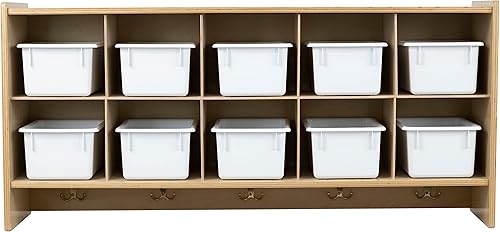 Miniatura 28 de Cubos organizadores de almacenamiento, 10 cubos con ganchos para abrigos, estante colgante de pared para juguetes de niños, guardería, aula, 47 Sin