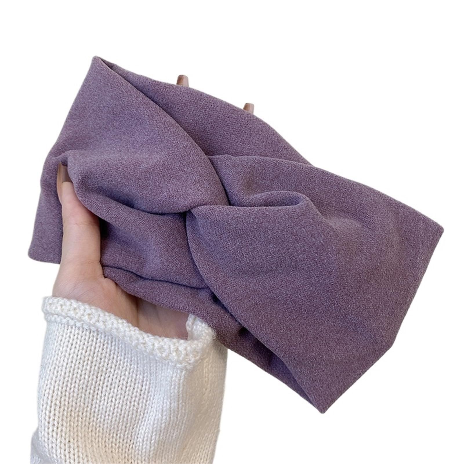 4 pz Fasce Larghe for Le Donne Elastico Croce Hairbands Morbido Turbante Headwrap Solido Bandana Fasciatura Testa Sciarpa Accessori for Capelli Per Donna(Purple)