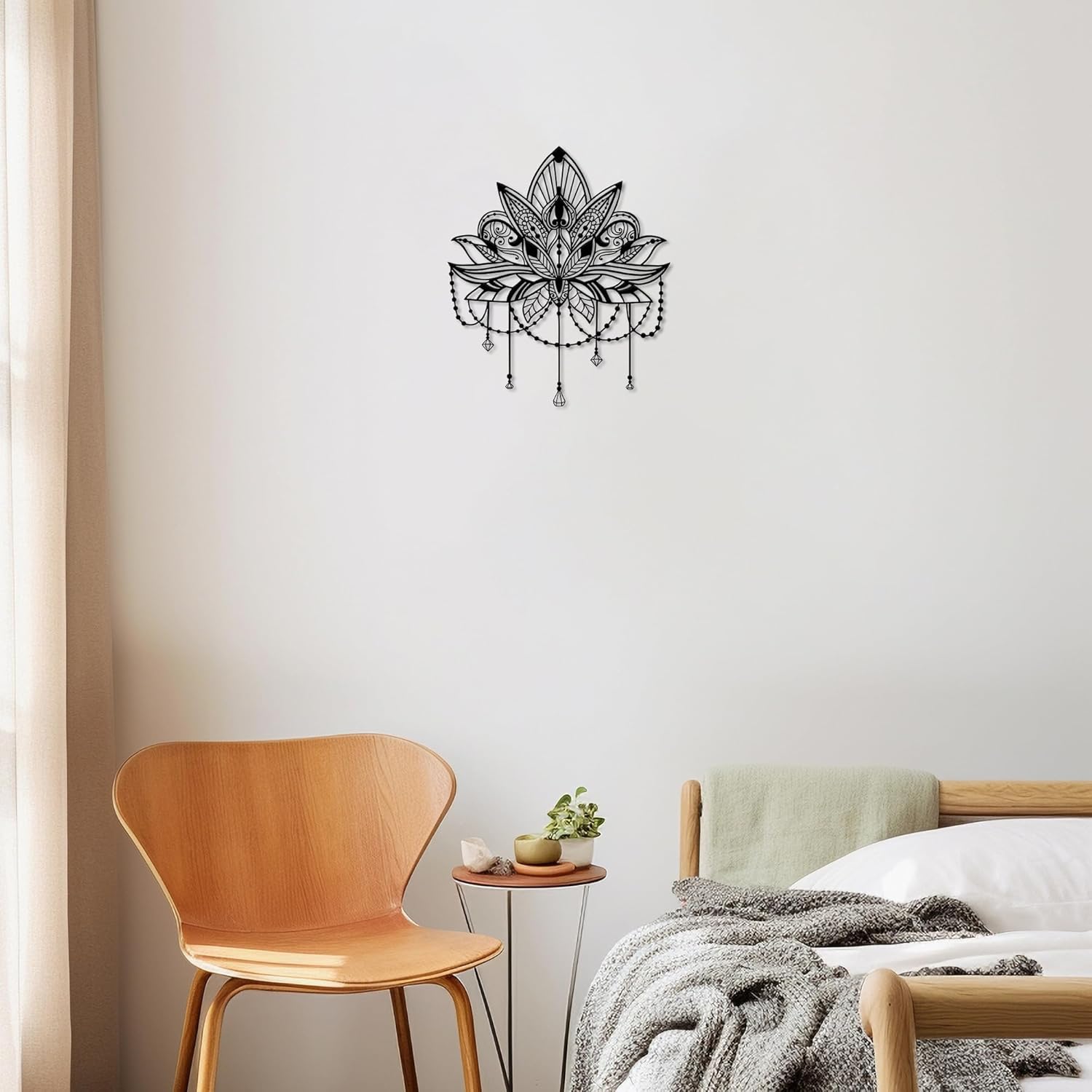 Rajukit Serene Mandala Metal Wall Decor,Extra Large Lotus Flower Metal Wall Art, Above Bed Meditation Decor, Spiritual Yoga Lover Gift, Boho Wall Hanging(12.6 * 10.6 inchs)