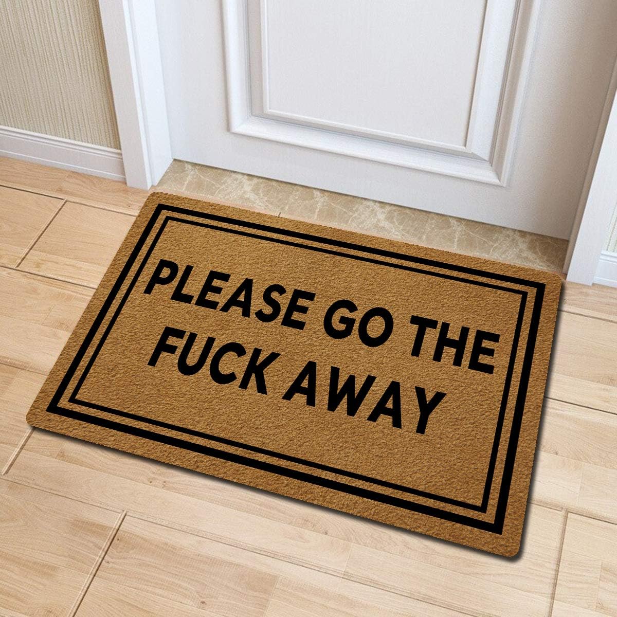 Welcome Funny Door Mat Please Go The Fuck Away Go Away Personalized Doormat With Anti-Slip Rubber Back (23.6 X 15.7 inch) Prank Gift Home Decor Area Rugs For The Entrance Way Indoor Novelty Mats