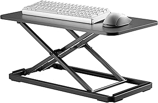 Mount Plus KBT10 Ultra Slim 24" Laptop, Keyboard and Mouse Stand | Sit Stand Adjustable Riser for Standing Desks | Lifts Up to 15.6 inches in Height | 5 Height Levels Riser