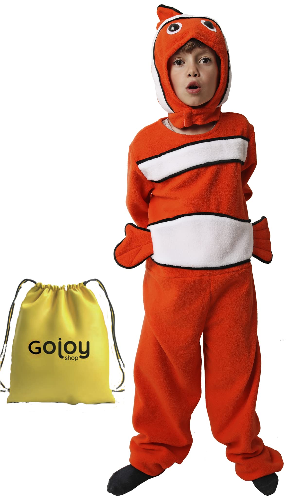 Gojoy shop- Disfraz de Pez Azul o Pez Naranja para Niños y Niñas Carnaval (Contiene: Sombrero,Disfraz y Mochila de Cuerdas.4 Tallas Diferentes)
