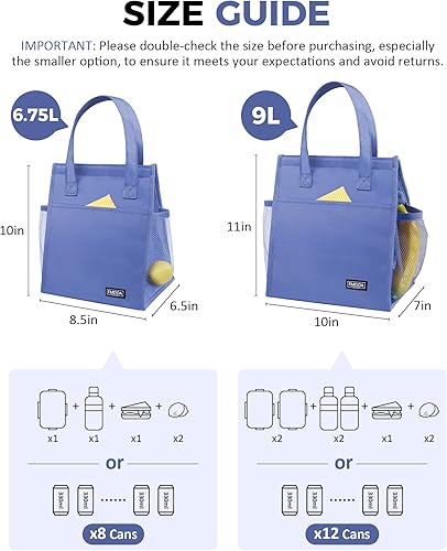 Miniatura 2 de Fmeida - Bolsa de almuerzo aislada para mujeres, 6.75L, bolsas de almuerzo pequeñas con múltiples bolsillos, reutilizables, térmicas, para el