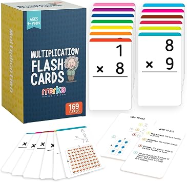 merka Math Flash Cards, 169 Flashcards in Total, Multiplication Learning Mathematics, Create Game for Kids, Classroom and Homeschool Toys, 1st to 4th Graders, Ages 4-14