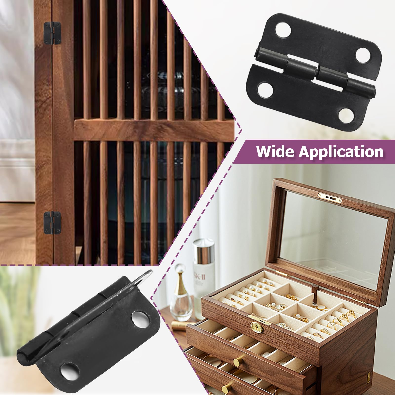 Black Cabinet Hinges - 24 Pack -5 Black Cabinet Hinges - 24 Pack -5