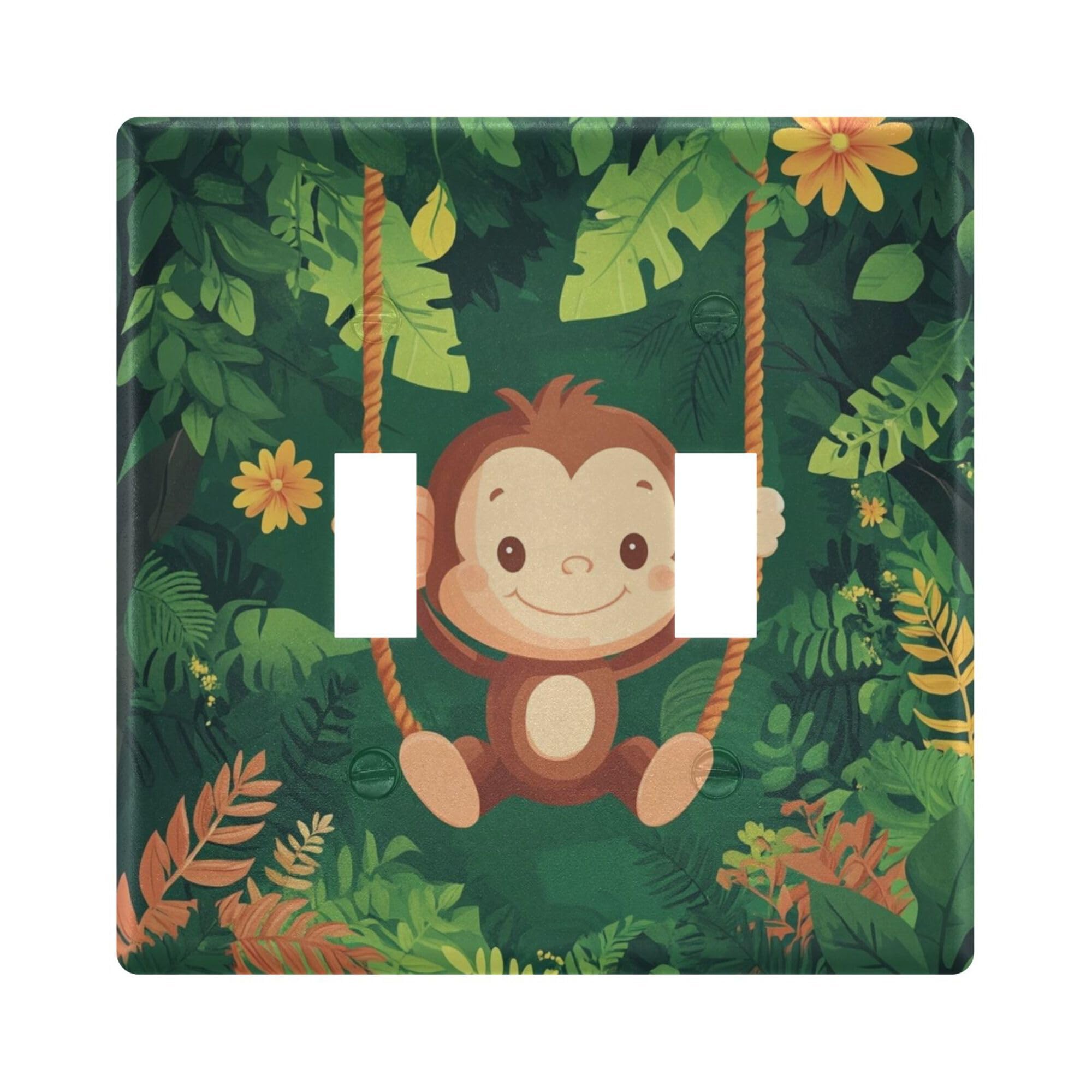 Double interrupteur à bascule Monkey Tropical décoratif pour mur