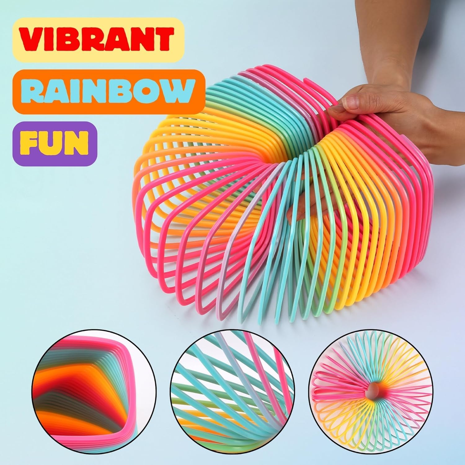 MALLEXO Square Shape Bouncy Magic Spring Toy for Kids 3+ | Rainbow Multicolor Slinky Expandable Stretchy Spring Stress Relief Toys for Boys, Girls and Adults | Fun Activity Toy & Decoration Items 2