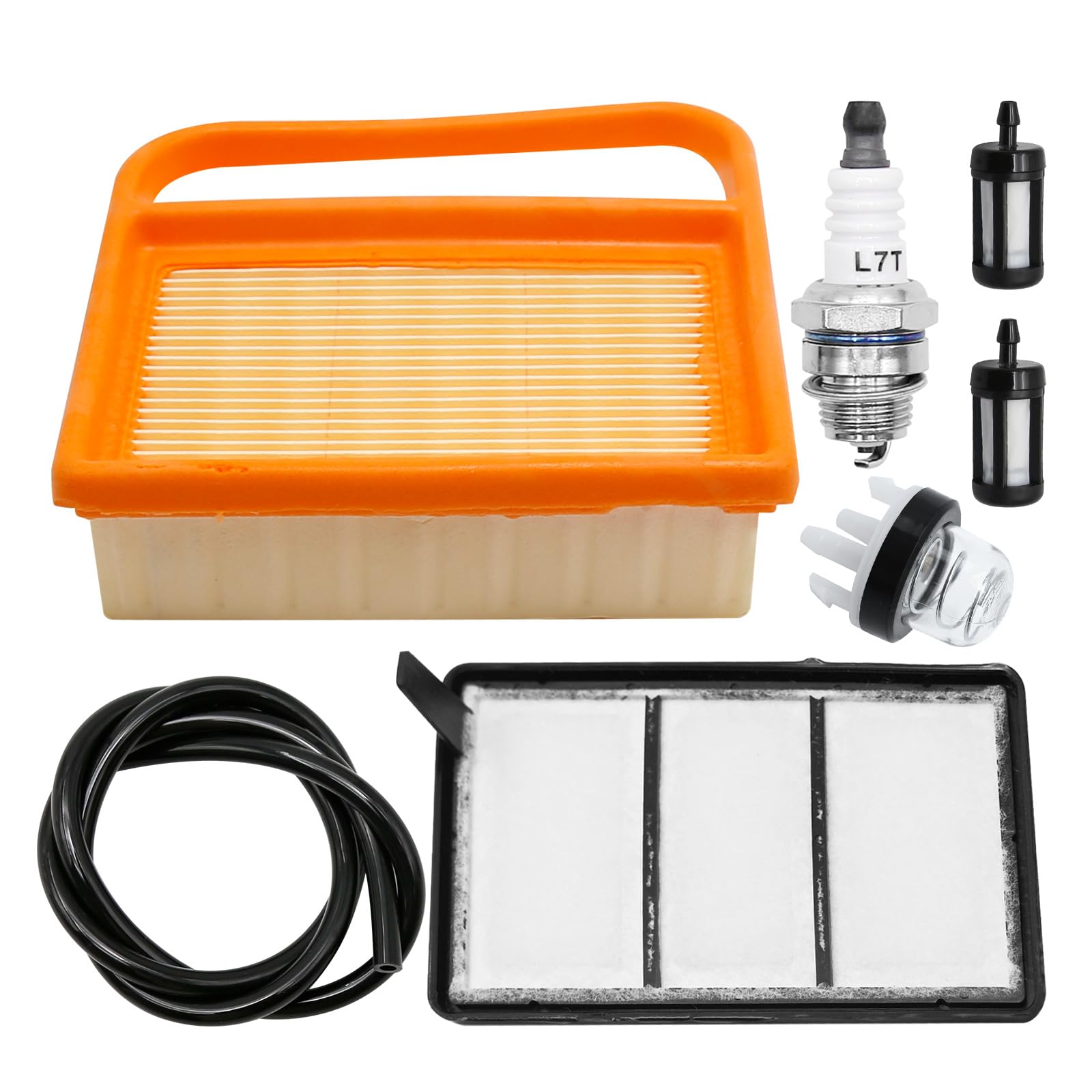 Hoypeyfiy 7PCS Air Filter Spark Plug Hose Primer Bulb Kit Replacement for Stihl TS410 TS420 Cut Off Saw, black, medium