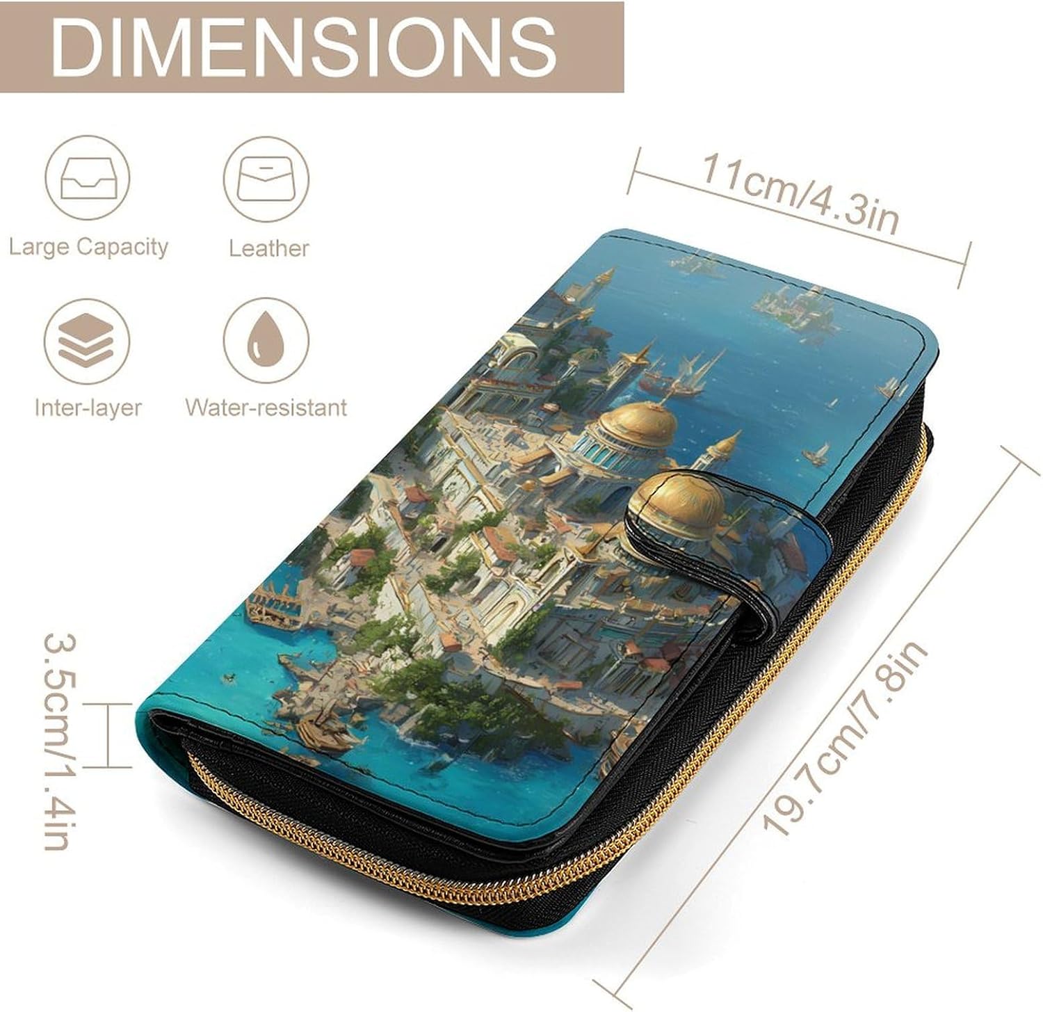 Fantasy City Built on Island Womens Wallet for Men Slim Purse Clutch Handbag with Card Holder