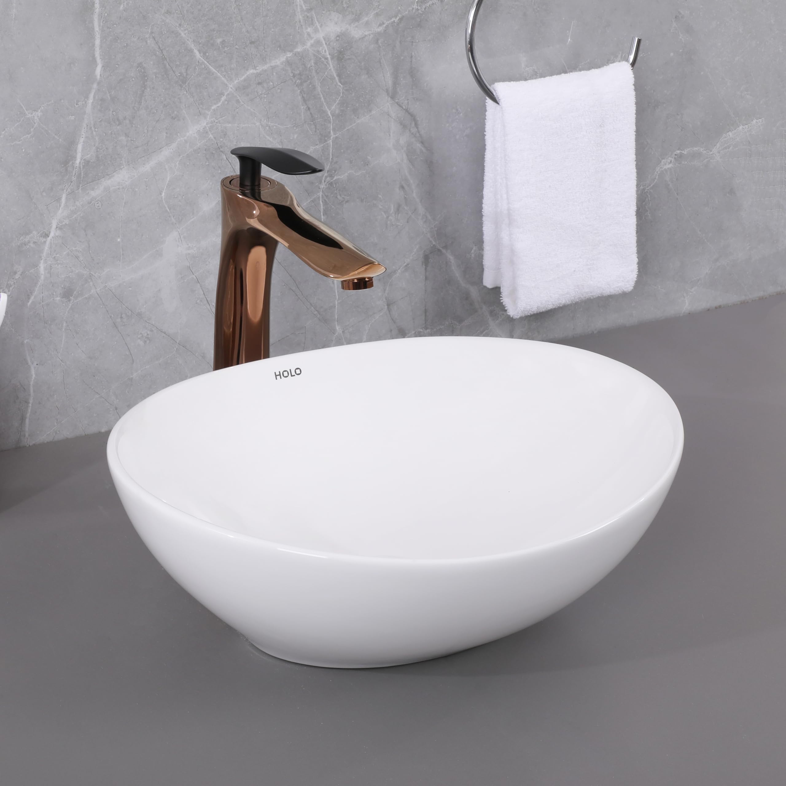 HOLO Alony Ceramic Table Top/Counter Top Wash Basin | Wash Basin for Bathroom (16" x 13" inch) (B0D8YHFBWB) Amazon Price History, Amazon Price Tracker