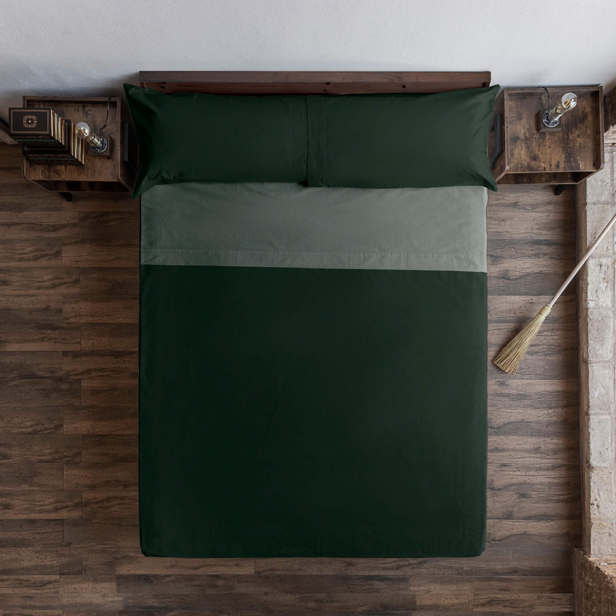 JUEGO DE SÁBANAS CON ALMOHADA Y BAJERA ESTAMPADAS 100% ALGODÓN MODELO HARRY POTTER VERDE PARA CAMA DE 90.