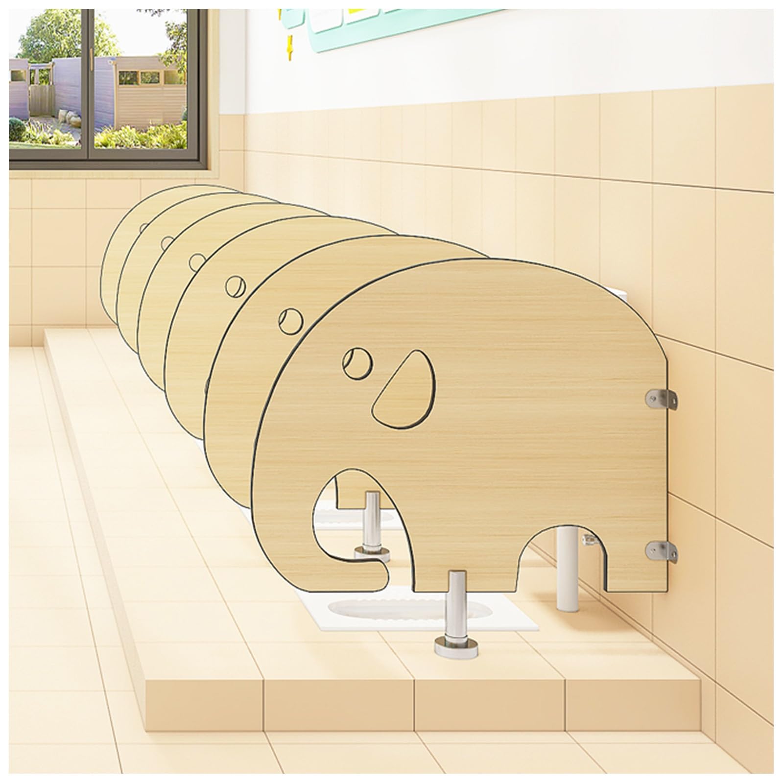 Separador de urinario para jardines de infancia con diseños divertidos de dibujos animados