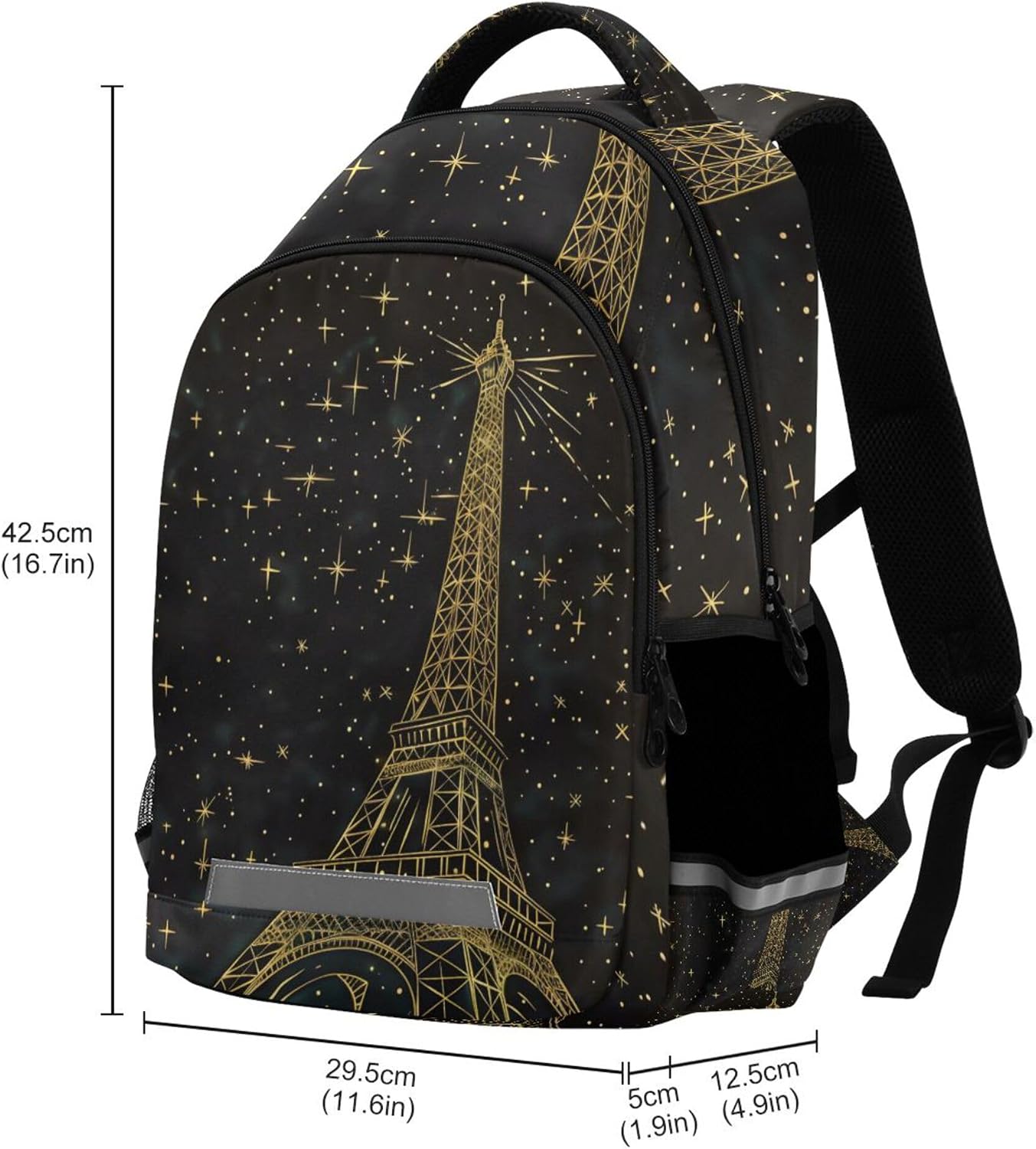 ALAZA Gold Eiffel Tower Starry Sky Backpack Purse for Women Men Personalized Laptop Notebook Tablet Bag Stylish Casual Daypack, 13 14 15.6 inch image 3